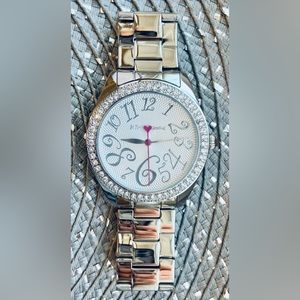 Betsey Johnson Silver Rhinestone Watch